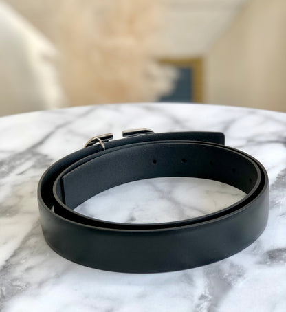 VALENTINO GARAVANI VLogo Signature Leather Belt Black Vintage Old jku7pd