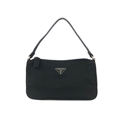 PRADA Triangle logo Mini Handbag Hobobag Nylon Black Vintage Old egr3di