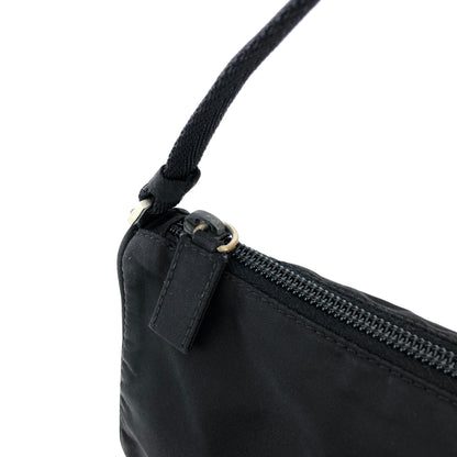 PRADA Triangle logo Mini Handbag Hobobag Nylon Black Vintage Old egr3di