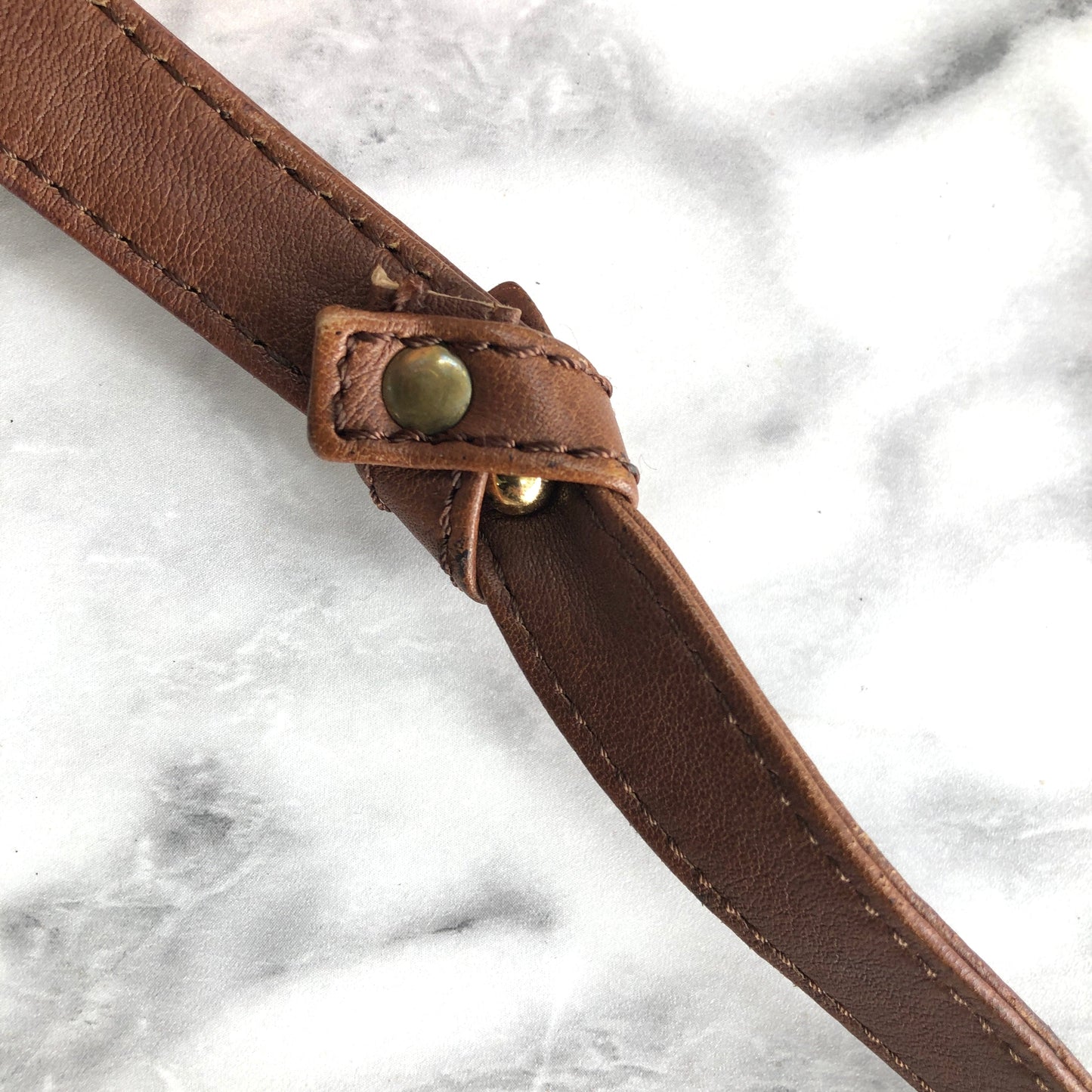 LOEWE Anagram Nappa leather Flap Drawstring Shoulder bag Brown Vintage Old x54hb4