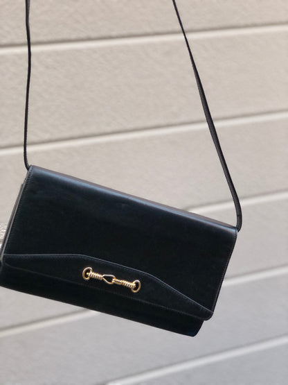 CELINE 馬銜扣兩用單肩包手拿包黑色復古舊 Celine z4nx75