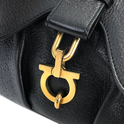 Salvatore Ferragamo Gancini Handbag Black Vintage Old 3mjncz