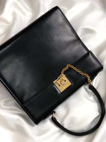 CELINE 扣環鏈條手提包 黑色 復古舊款 Celine 2u8rrk