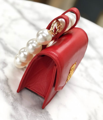 LOEWE Anagram Logo Handbag minibag Red Vintage f55tdm