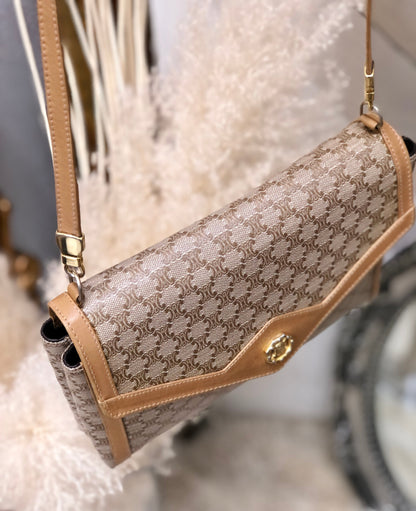 CELINE Macadam Blason Triomphe Crossbody Shoulderbag Beige Vintage Old CELINE e7ni3r