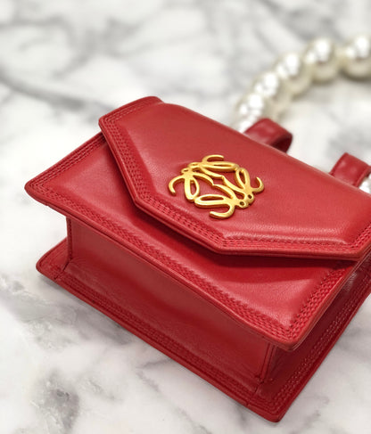 LOEWE Anagram Logo Handbag minibag Red Vintage f55tdm