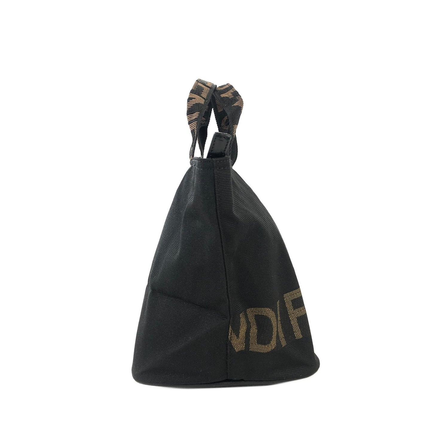 FENDI Logo Nylon Mini Totebag Handbag Black Old Vintage 6zau6e