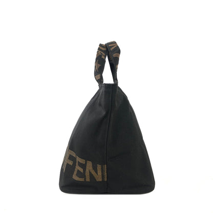 FENDI Logo Nylon Mini Totebag Handbag Black Old Vintage 6zau6e