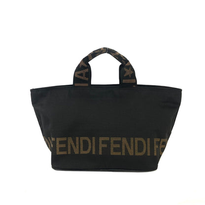 FENDI Logo Nylon Mini Totebag Handbag Black Old Vintage 6zau6e