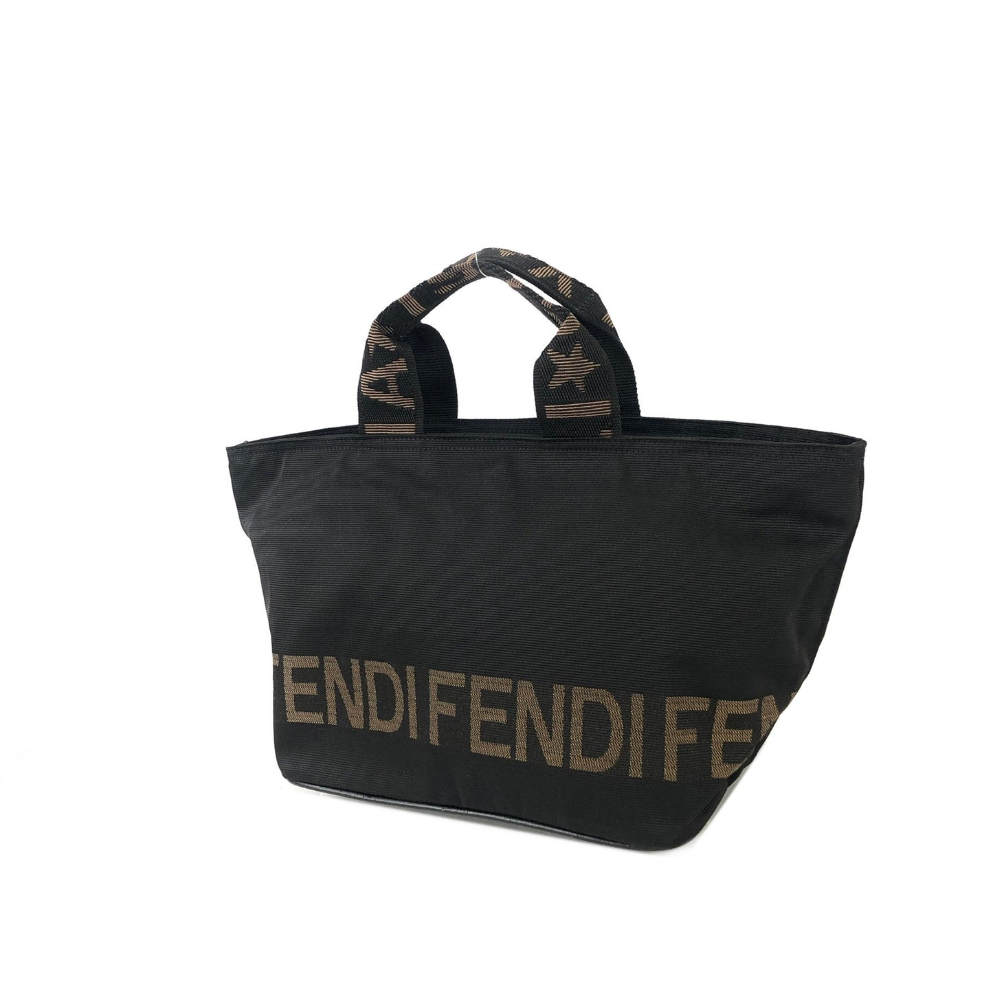 FENDI Logo Nylon Mini Totebag Handbag Black Old Vintage 6zau6e