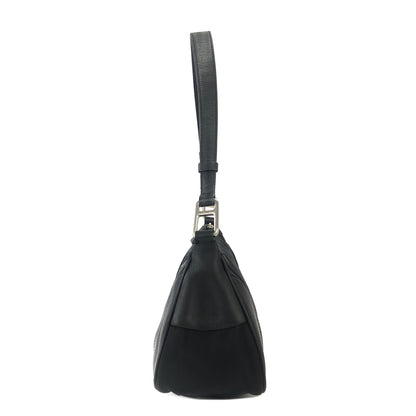 PRADA 三角形標誌 Hobobag 尼龍皮革手提包 黑色復古舊款 a5a5db