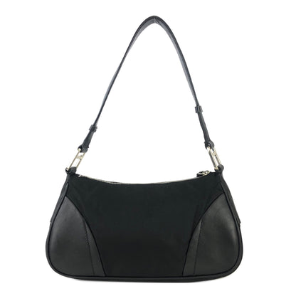 PRADA 三角形標誌 Hobobag 尼龍皮革手提包 黑色復古舊款 a5a5db