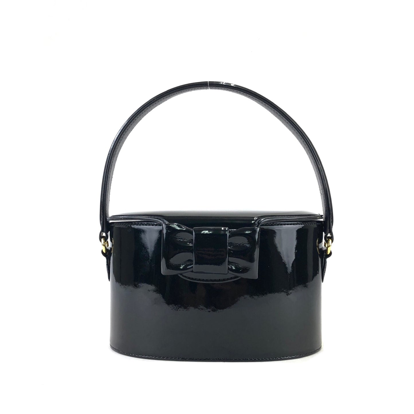 GIVENCHY Ribbon Logo Button Enamel Vanity Mini Bag Handbag Black vintage Old yzjvnv
