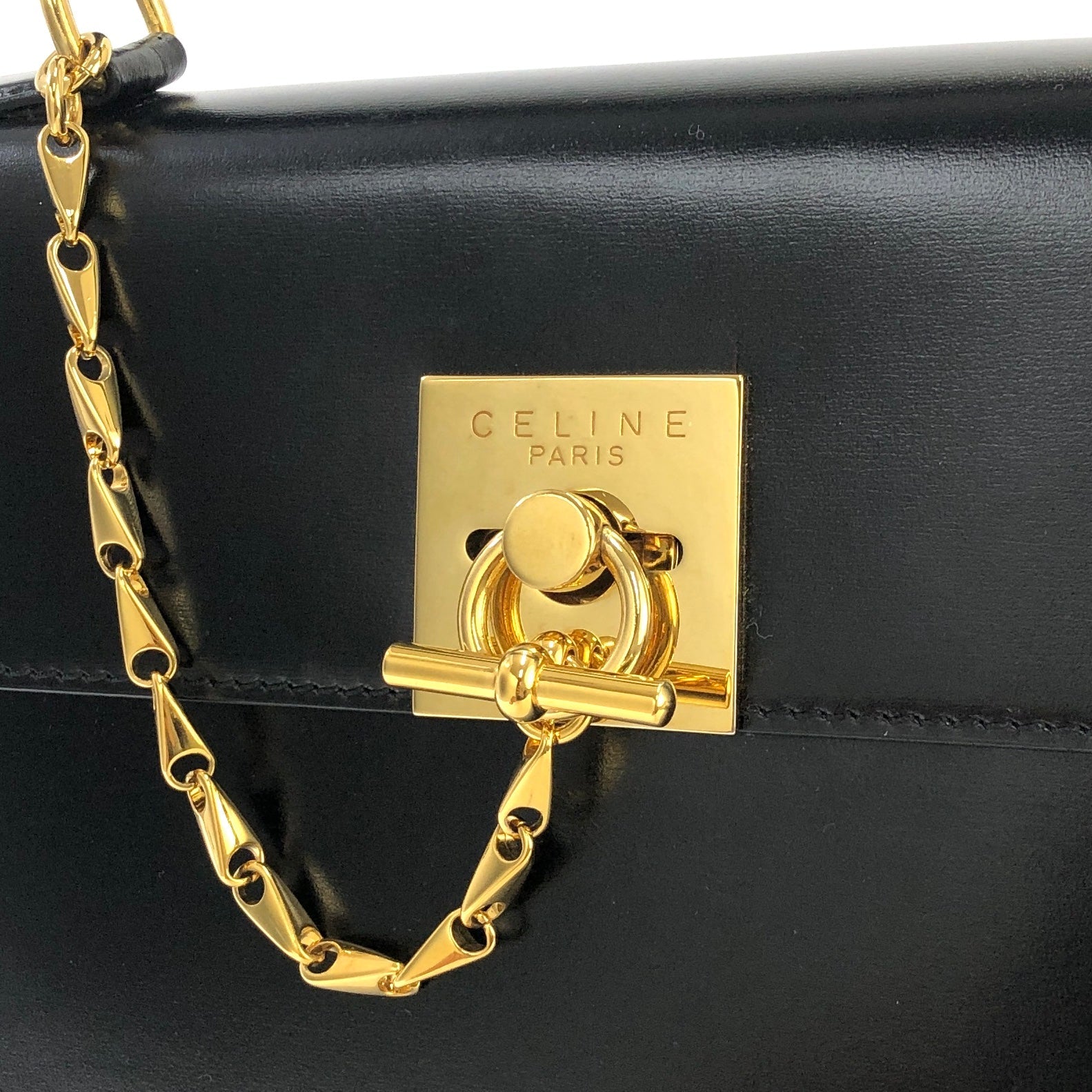 CELINE Toggle clasp Chain Handbag Black Vintage Old Celine xzxdk2