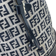 Load image into Gallery viewer, FENDI Zucchino canvas leather drawstring bucket shoulder bag navy vintage old 633efx
