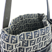 Load image into Gallery viewer, FENDI Zucchino canvas leather drawstring bucket shoulder bag navy vintage old 633efx
