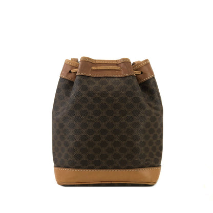 CELINE Macadam Blason Embossed Drawstring Shoulder bag Brown Vintage Old Celine dwhxbw