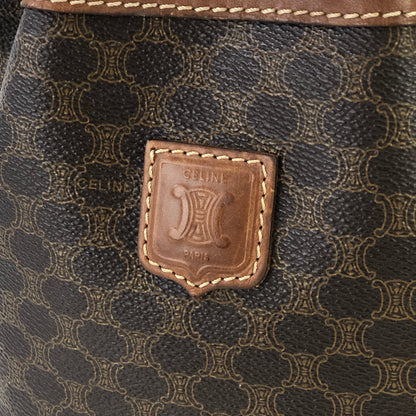 CELINE Macadam Blason Embossed Drawstring Shoulder bag Brown Vintage Old Celine dwhxbw