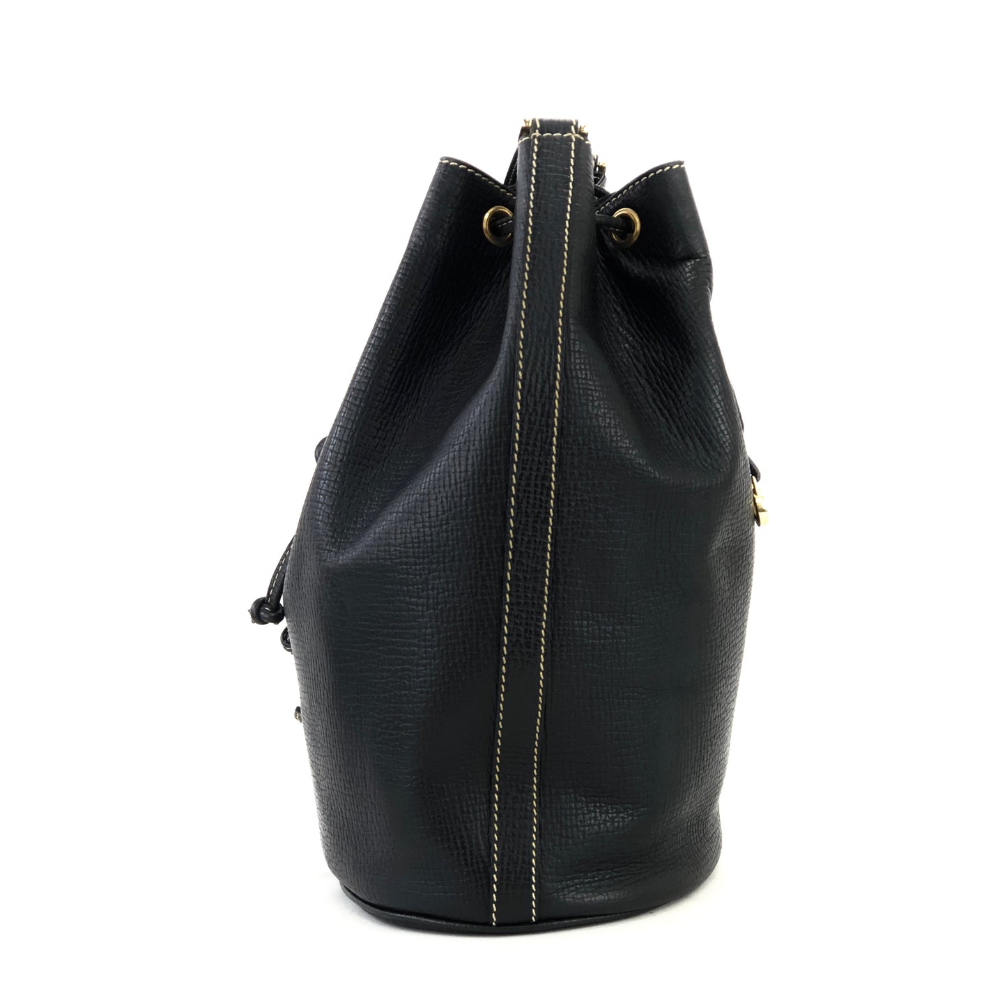 LOEWE Turn lock Drawstring Shoulder bag Black Vintage Old 5cnbja