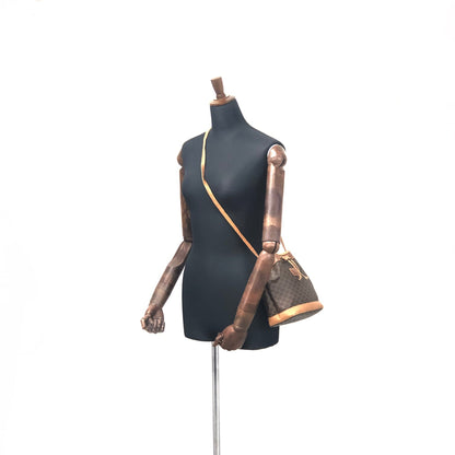 CELINE Macadam Blason Embossed Drawstring Shoulder bag Brown Vintage Old Celine dwhxbw
