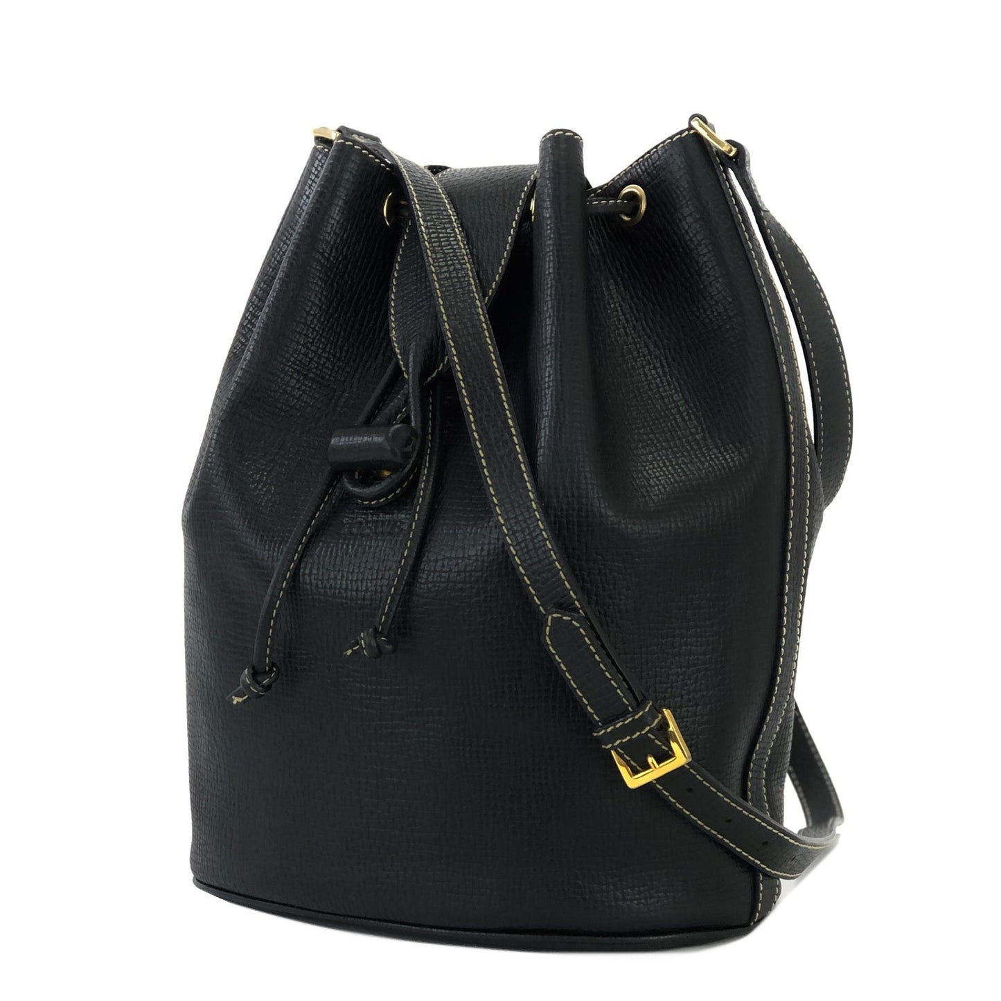 LOEWE Turn lock Drawstring Shoulder bag Black Vintage Old 5cnbja