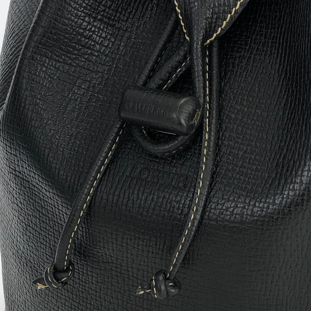 LOEWE Turn lock Drawstring Shoulder bag Black Vintage Old 5cnbja
