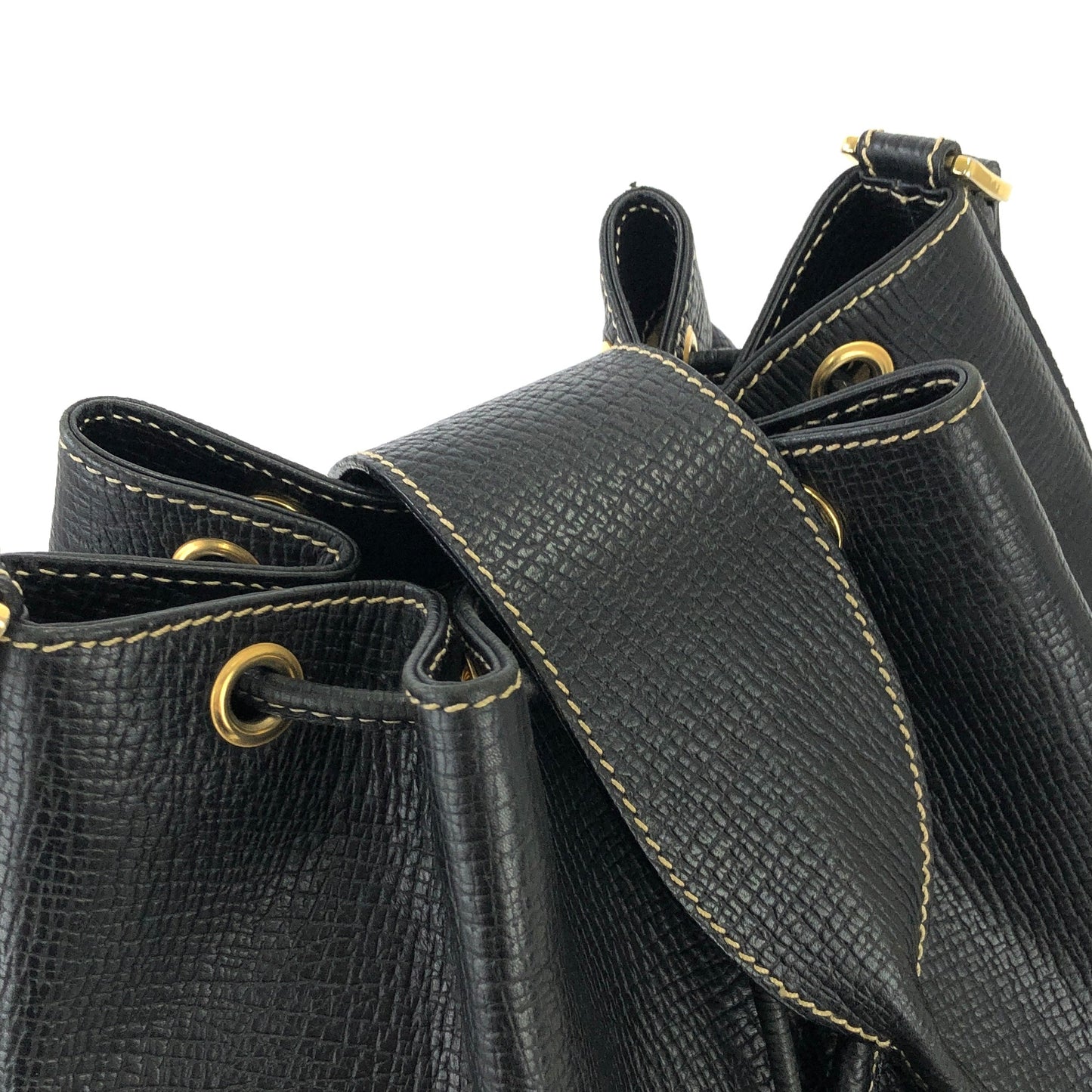 LOEWE Turn lock Drawstring Shoulder bag Black Vintage Old 5cnbja
