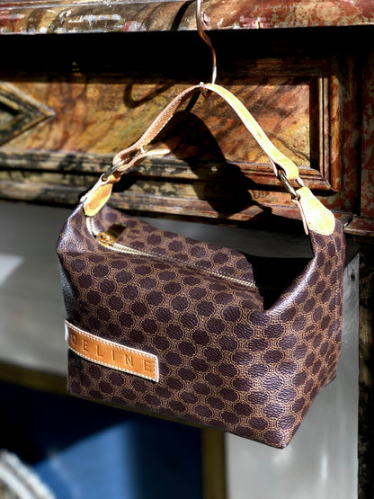 CELINE Macadam Handbag Vanitybag  minibag small Brown Vintage Old celine vcwwvc