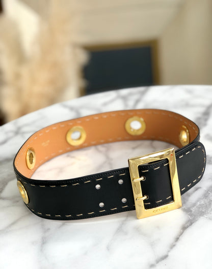 CELINE 圓形標誌皮帶 黑色 復古舊款 Celine ag6i6t