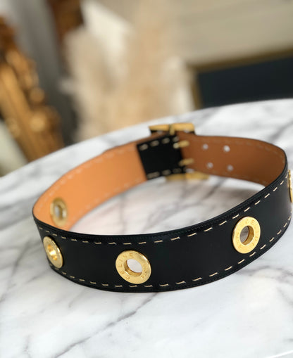 CELINE 圓形標誌皮帶 黑色 復古舊款 Celine ag6i6t
