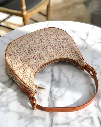 CELINE C Macadam Jacquard Handag Hobobag AVA Beige Old Celine Vintage zdpizt