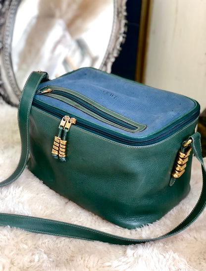 LOEWE Velazquez Square Box Shoulder Bag Vanity Green Blue vintage Old 5rr8tv