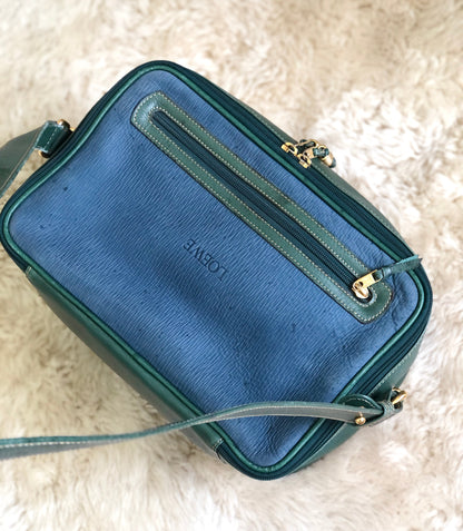 LOEWE Velazquez Square Box Shoulder Bag Vanity Green Blue vintage Old 5rr8tv