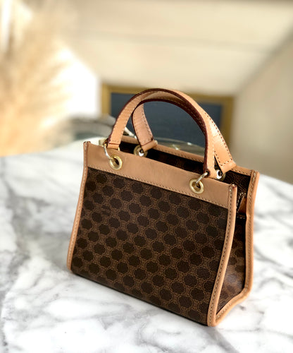 CELINE Macadam Mini Handbag Brown Vintage Old Celine c78cfb
