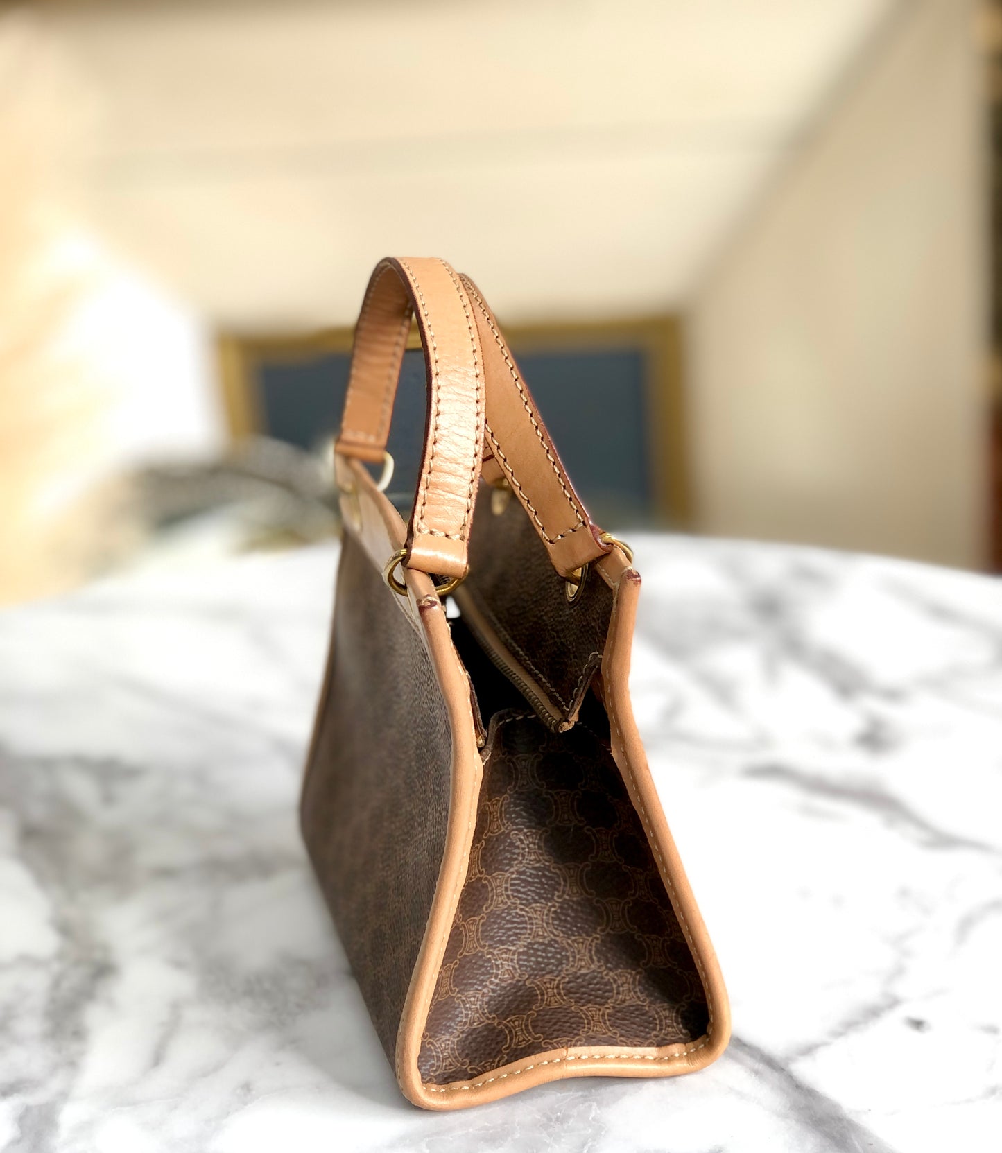 CELINE Macadam Mini Handbag Brown Vintage Old Celine c78cfb