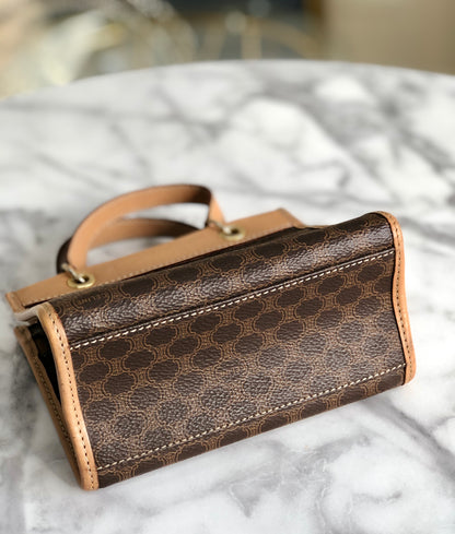 CELINE Macadam Mini Handbag Brown Vintage Old Celine c78cfb