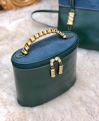 LOEWE Velazquez Handbag Vanitybag Green Vintage Old 3exasj