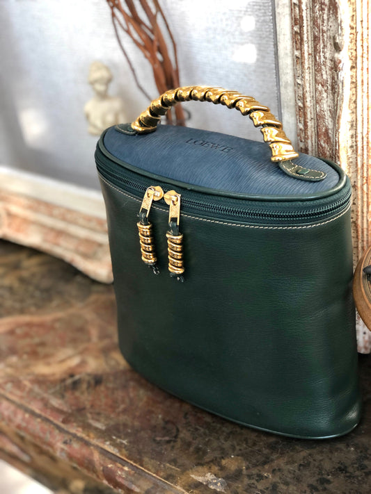 LOEWE Velazquez Handbag Vanitybag Green Vintage Old 3exasj