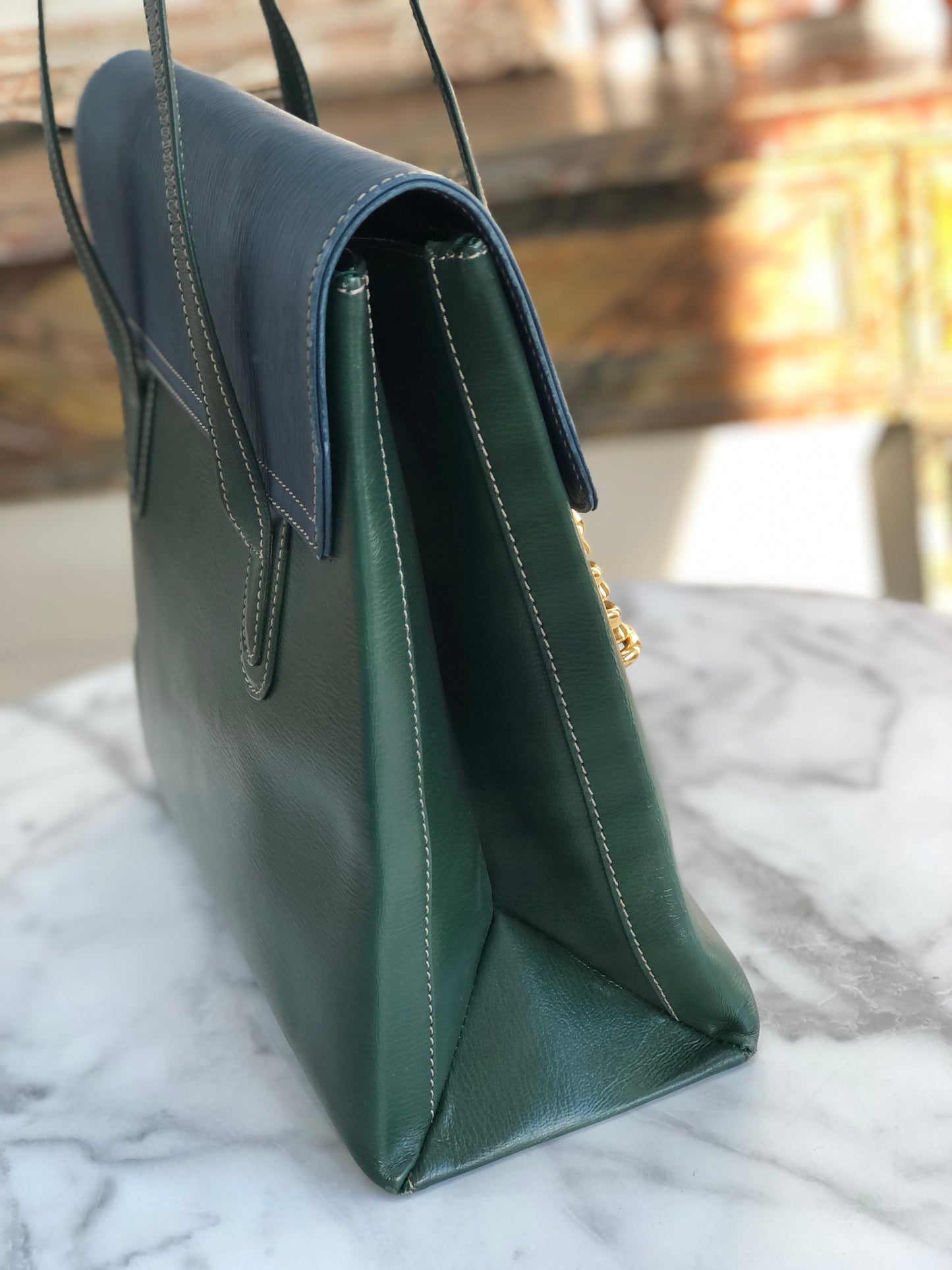 LOEWE Velazquez Totebag Shoulder bag Green Vintage Old nmvskx