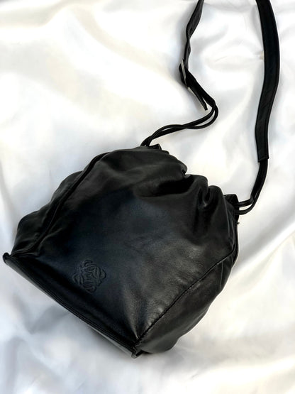 LOEWE Anagram Drawstring Leather minibag Shoulder bag Black Vintage Old 32uy2f