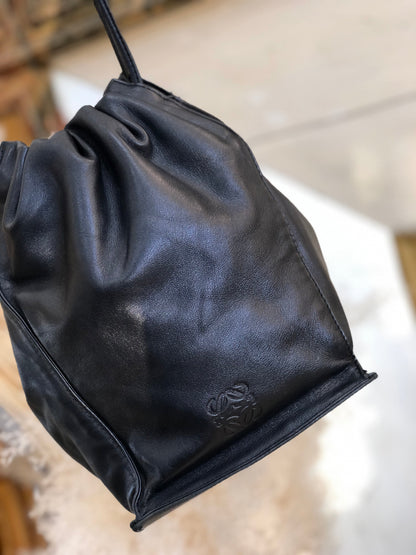 LOEWE Anagram Drawstring Leather minibag Shoulder bag Black Vintage Old 32uy2f