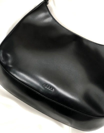PRADA Leather Hobo bag Small Shoulder bag Handbag Black Vintage Old nuyxk5