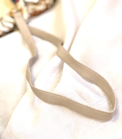 LOEWE Logo Scarf Leather Raffia Braided Shoulder bag Gray Ivory Vintage Old ser735