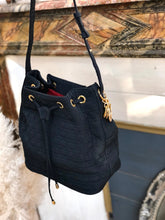 Load image into Gallery viewer, Christian Dior Cannage Charm Nylon Drawstring Shoulderbag Dark navy Vintage Old czvhv4
