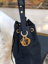 Load image into Gallery viewer, Christian Dior Cannage Charm Nylon Drawstring Shoulderbag Dark navy Vintage Old czvhv4

