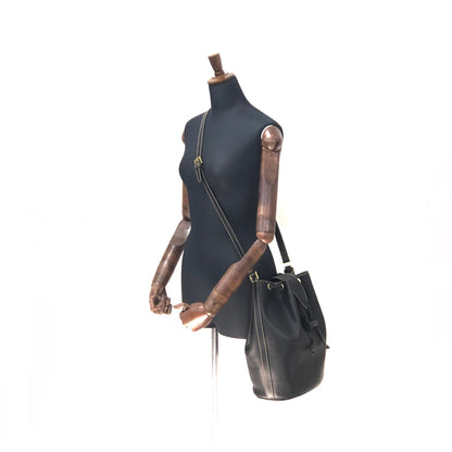 LOEWE Turn lock Drawstring Shoulder bag Black Vintage Old 5cnbja