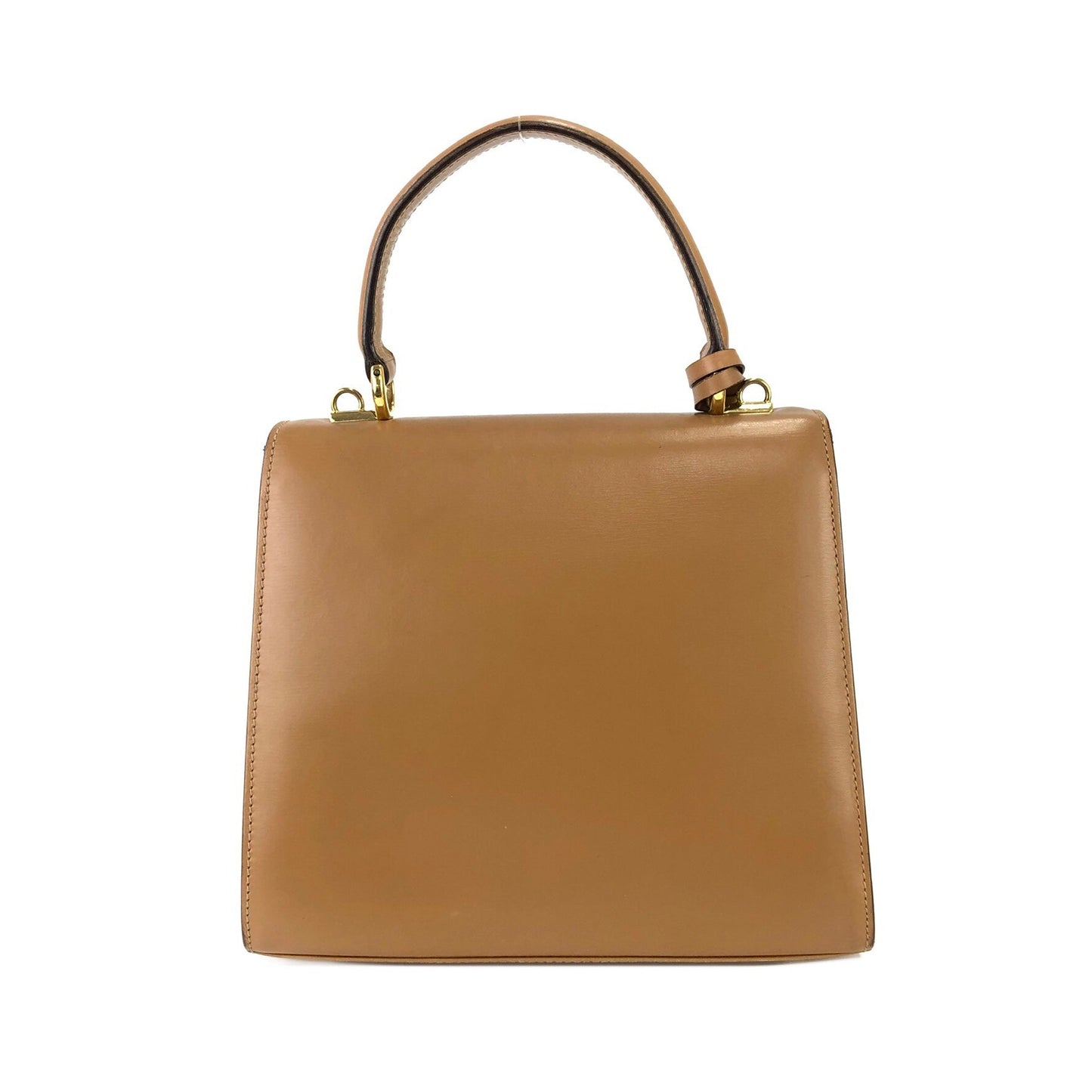 GUCCI Lady lock Top handle Leather Handbag small Shoulder bag Camel Old gucci Vintage yffr8b