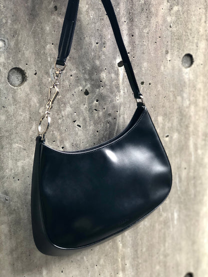 PRADA Leather Hobo bag Small Shoulder bag Handbag Black Vintage Old nuyxk5