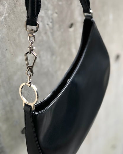 PRADA Leather Hobo bag Small Shoulder bag Handbag Black Vintage Old nuyxk5