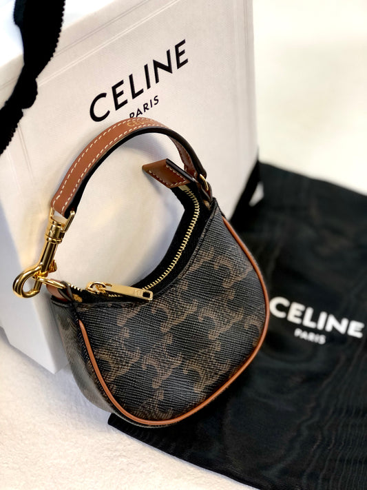 Celine Triomphe Macadam small monogram nylon cosmetic makeup bag pouch black